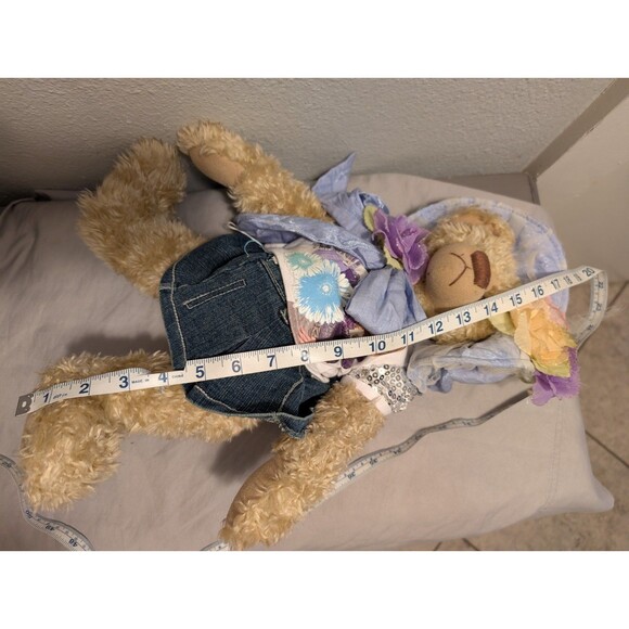 Vintage Helter Collectible Bear 18” w/ Hannah Montana Shirt Jean Skirt Bonnet - Picture 2 of 7
